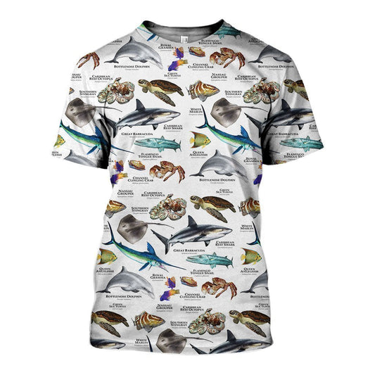 3D All Over Printed Marine Animals of the Caribbean Ocean Shirts And Shorts - Amaze Style™-Apparel