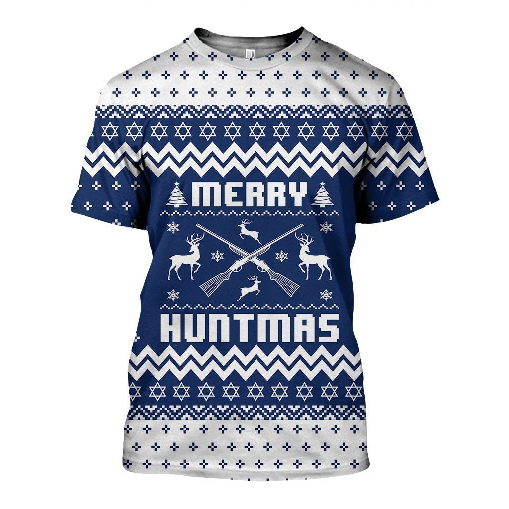 3D All Over Printed Ugly Sweater Merry Huntmas Shirt - Amaze Style™-Apparel