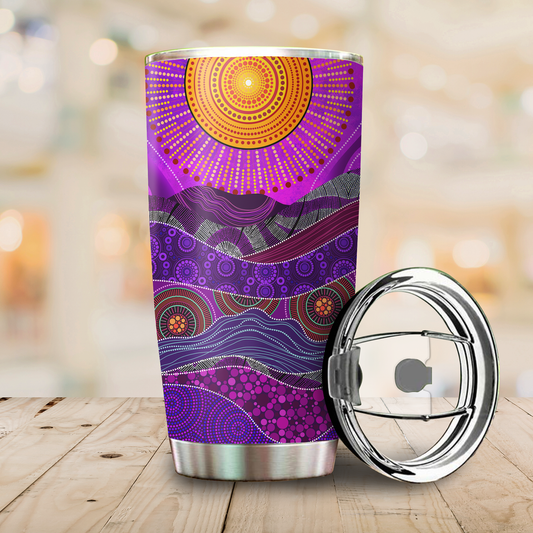 Aboriginal Decors Australian Gifts the purple sun Stainless Steel Tumbler 20Oz