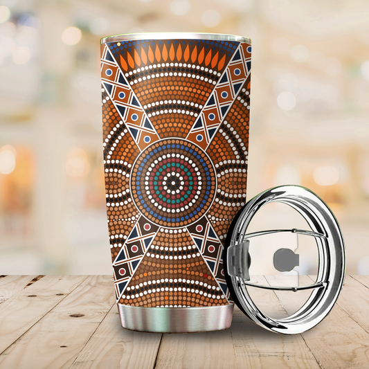 Aboriginal Decors Australian Gifts Indigenous Dots Stainless Steel Tumbler 20Oz