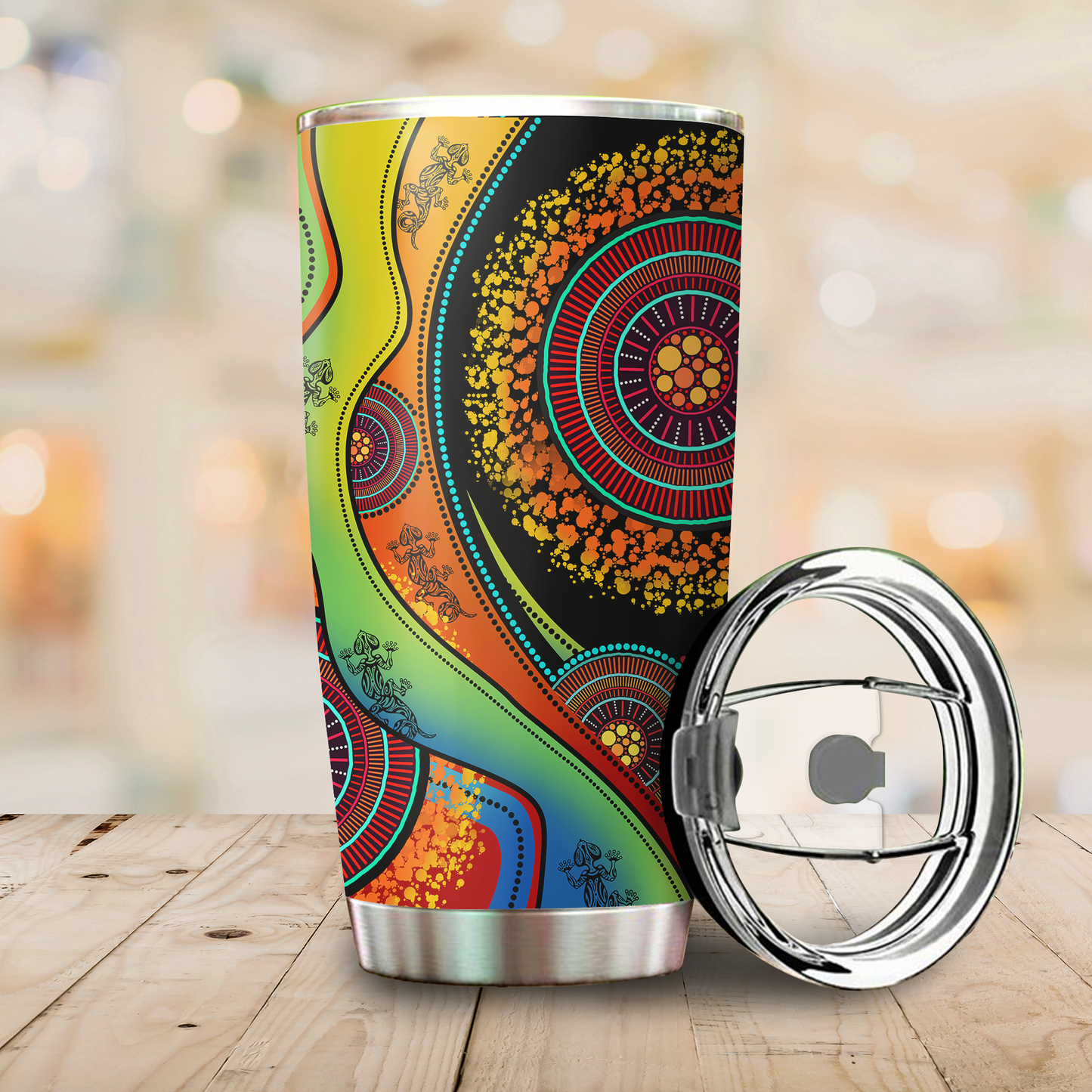 Aboriginal Decors Australian Gifts Lizards Dreamtime Stainless Steel Tumbler 20Oz