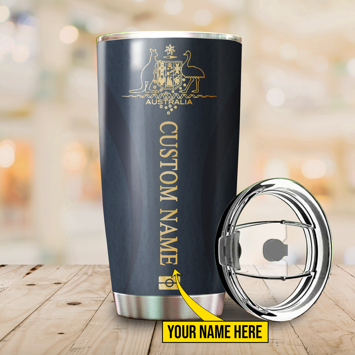 Tmarc Tee Australian Passport custom name Stainless Steel Tumbler 20 Oz