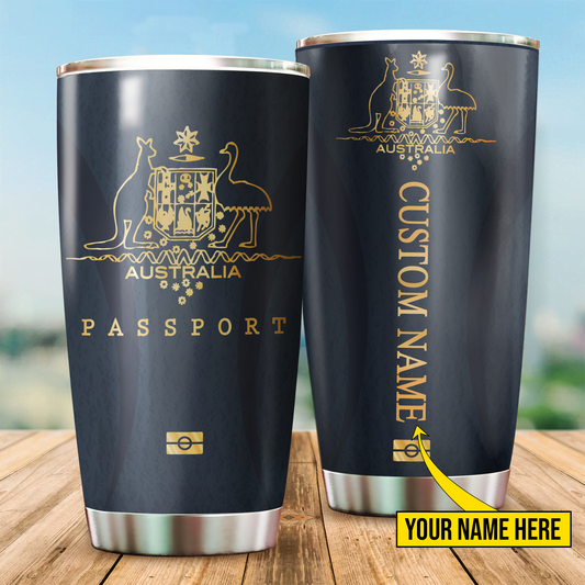 Tmarc Tee Australian Passport custom name Stainless Steel Tumbler 20 Oz