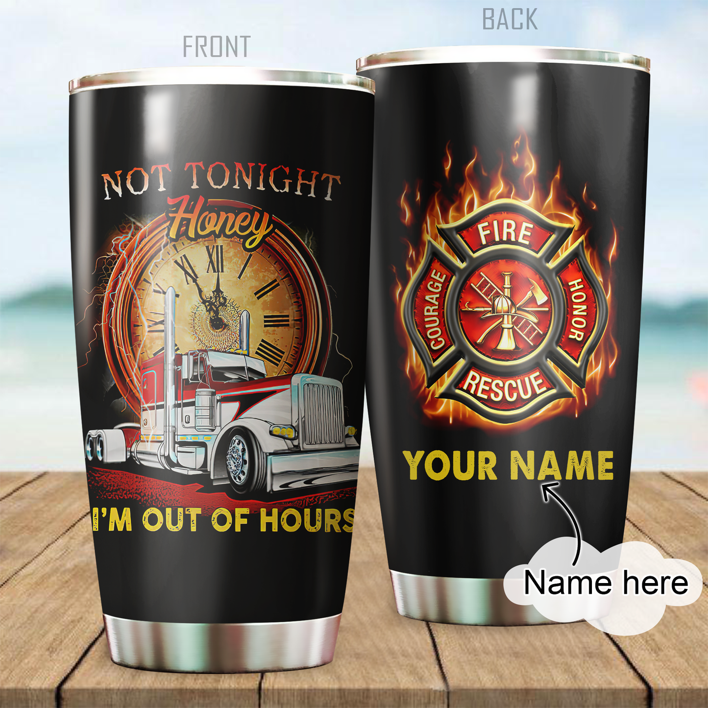 Customize Name Firefighter Stainless Steel Tumbler
