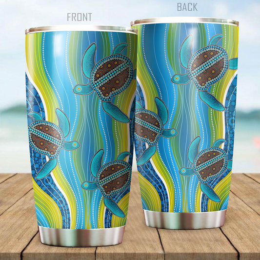 Aboriginal Decors Australian Gifts Blue Turtles Stainless Steel Tumbler 20Oz