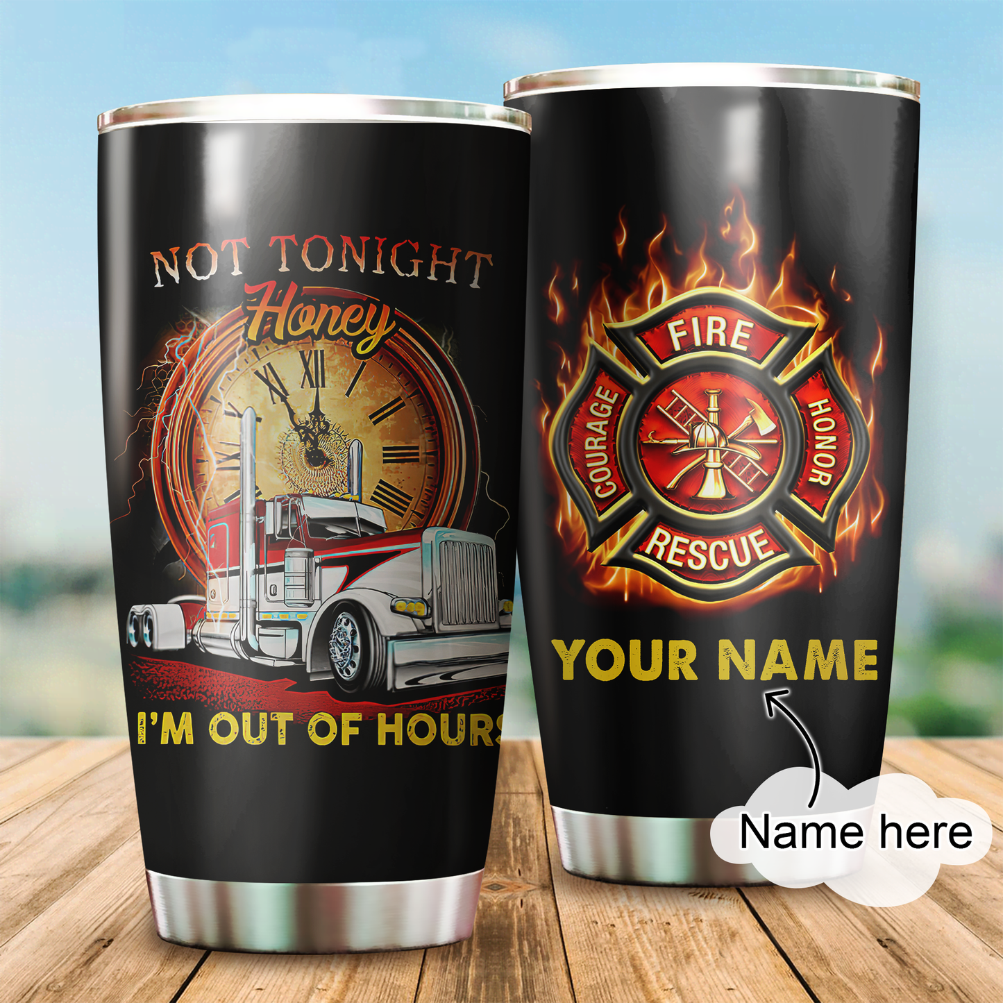 Customize Name Firefighter Stainless Steel Tumbler