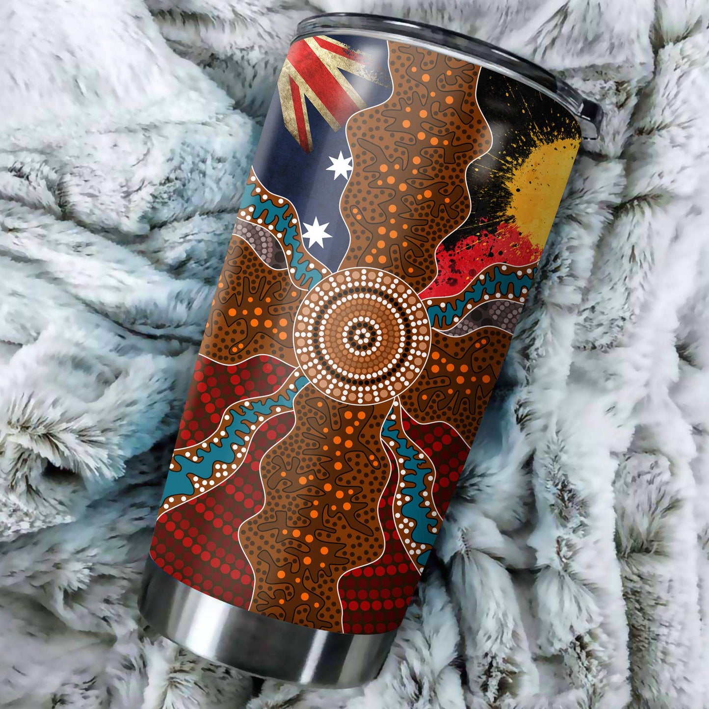 Aboriginal Decors Australian Gifts Concentric Lines Stainless Steel Tumbler 20Oz