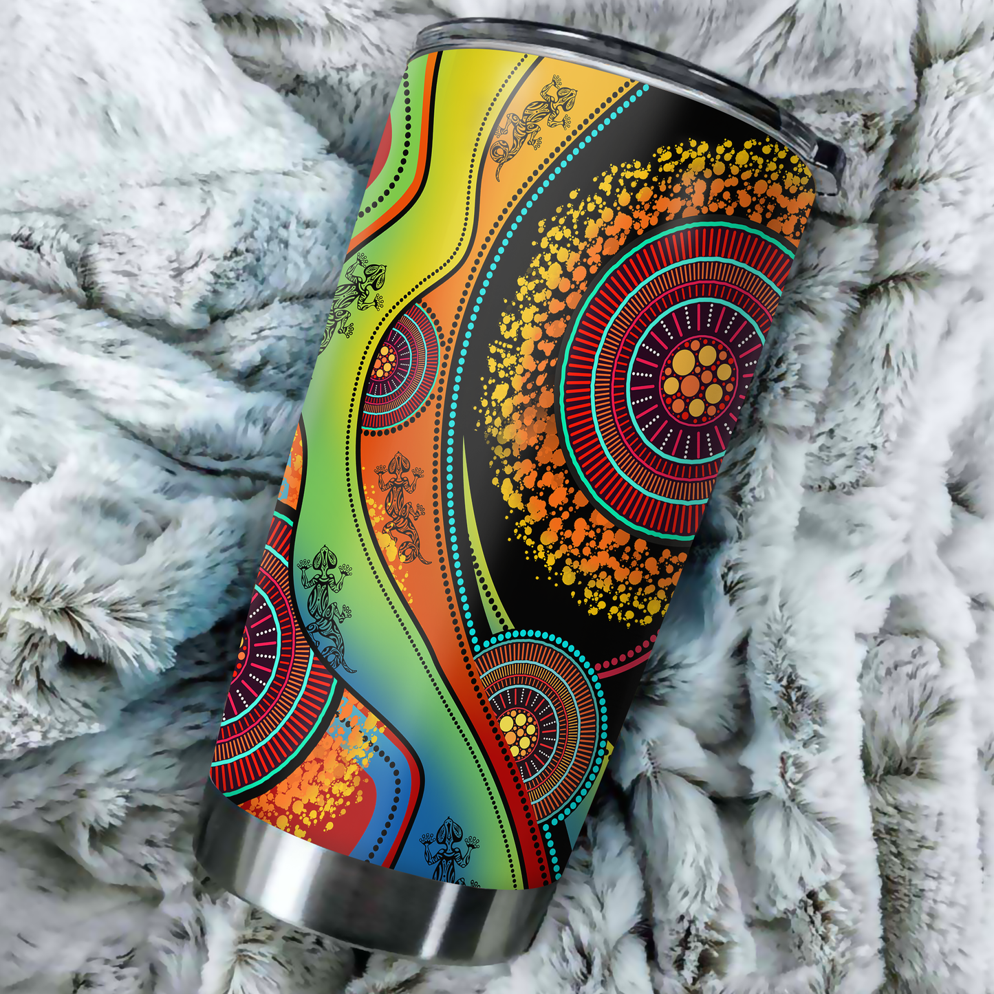 Aboriginal Decors Australian Gifts Lizards Dreamtime Stainless Steel Tumbler 20Oz