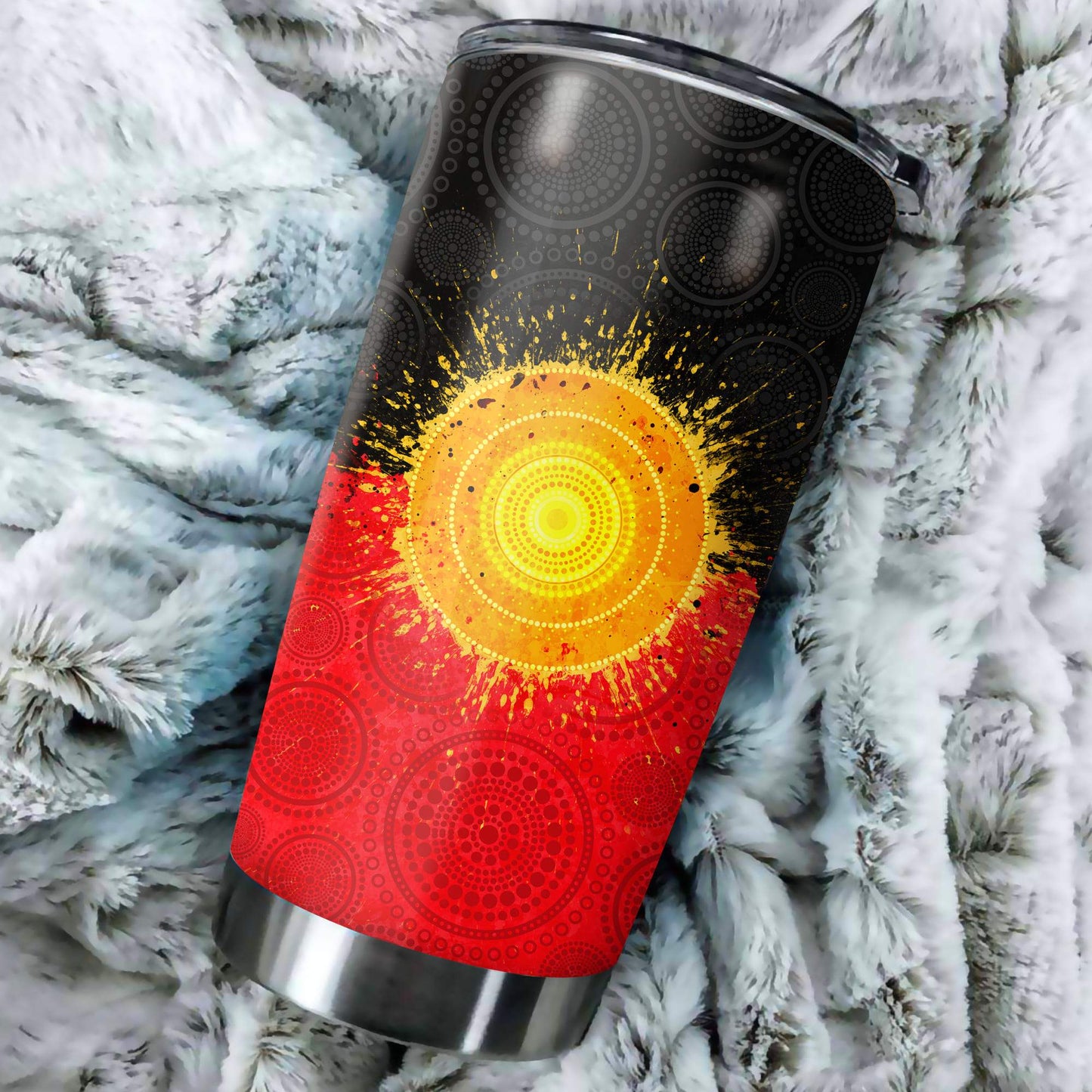 Aboriginal Decors Australian Gifts Flag The Sun Stainless Steel Tumbler 20Oz