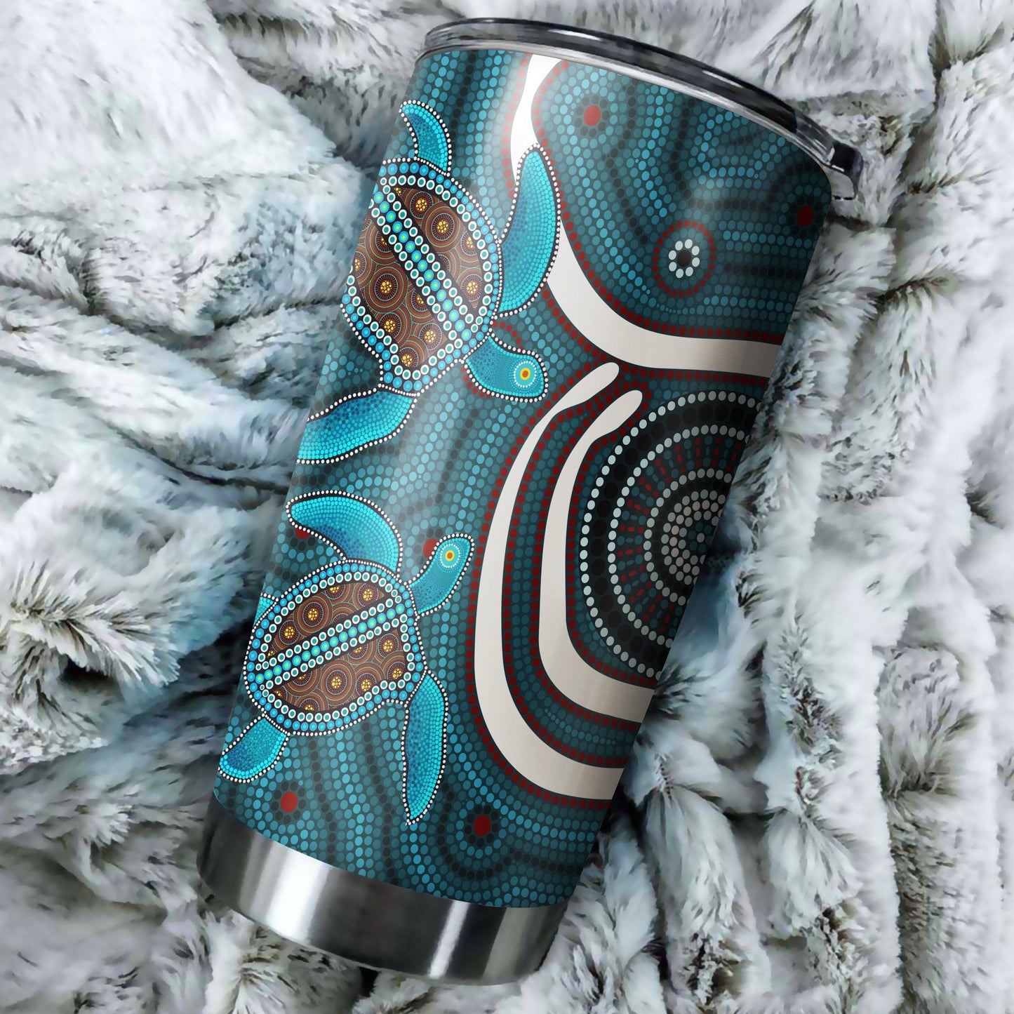 Aboriginal Decors Australian Gifts Blue turtles Stainless Steel Tumbler 20Oz