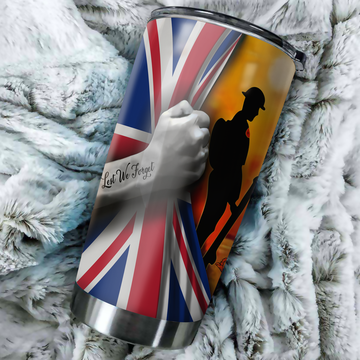 Tmarc Tee Lest we forget UK Veteran 3D Stainless Steel Tumbler 20 Oz