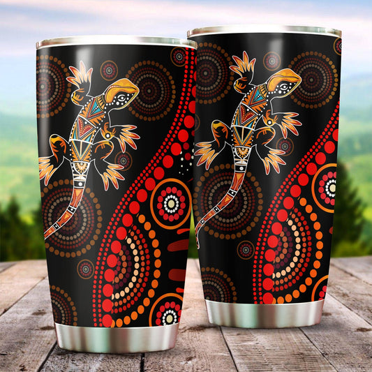 Aboriginal Decors Australian Gifts Lizard sun style Stainless Steel Tumbler 20Oz