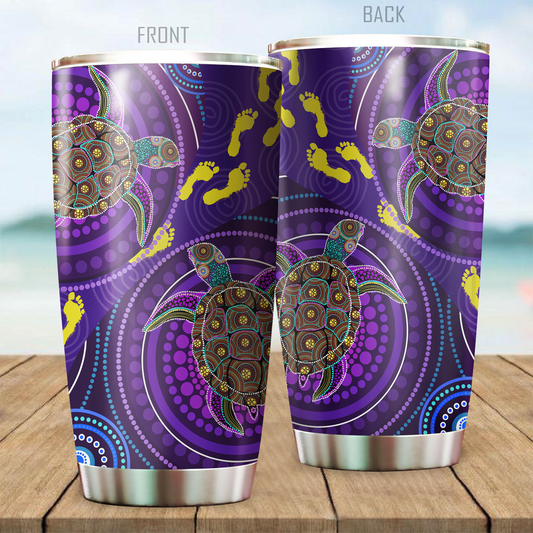 Aboriginal Decors Australian Gifts Purple Turtles Stainless Steel Tumbler 20Oz