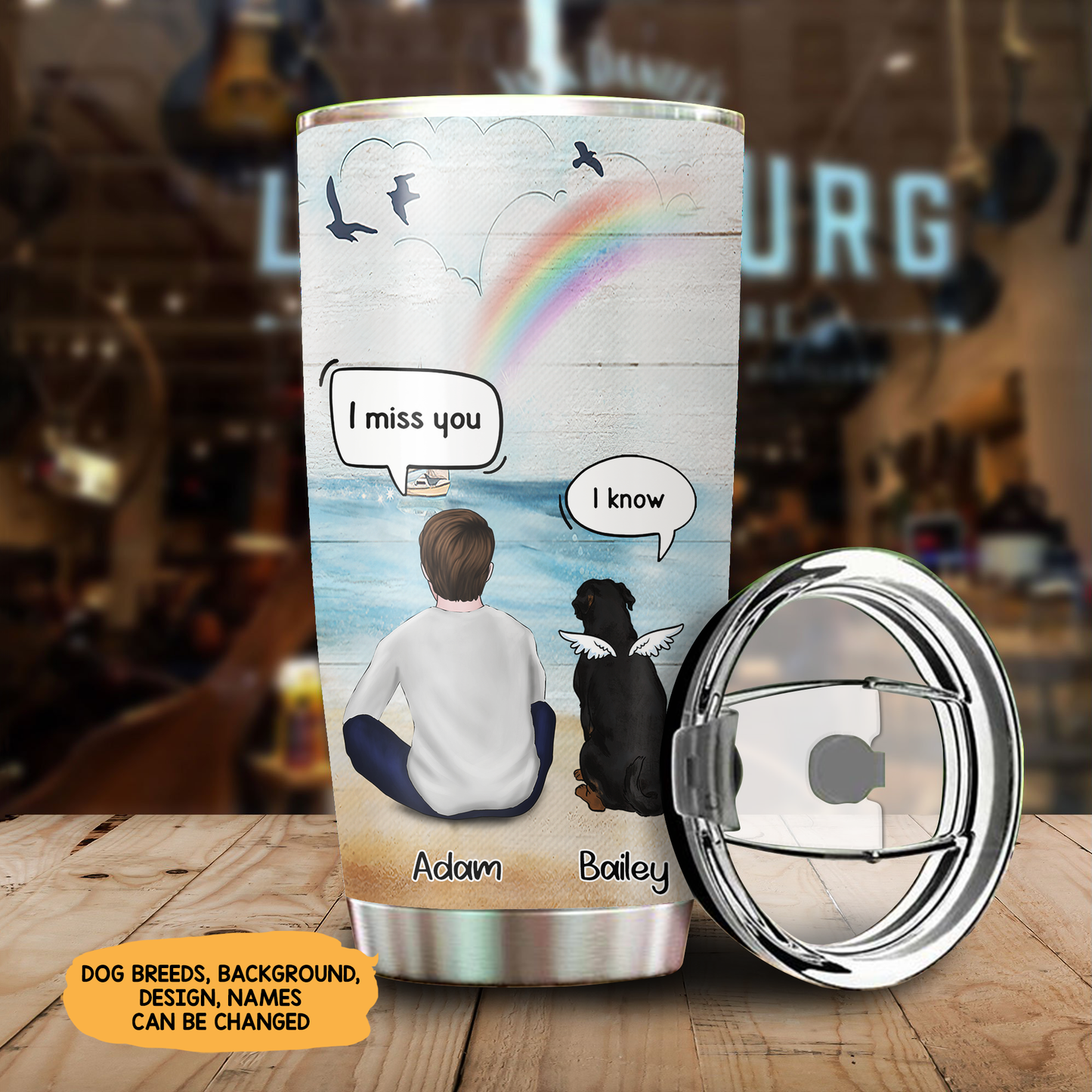 Those We Love Don't Go Away They Walk Beside Us Every Day, Gift For Dog Dad, Customized Stainless Steel Tumbler For Dog Lovers, Memorial Gifts