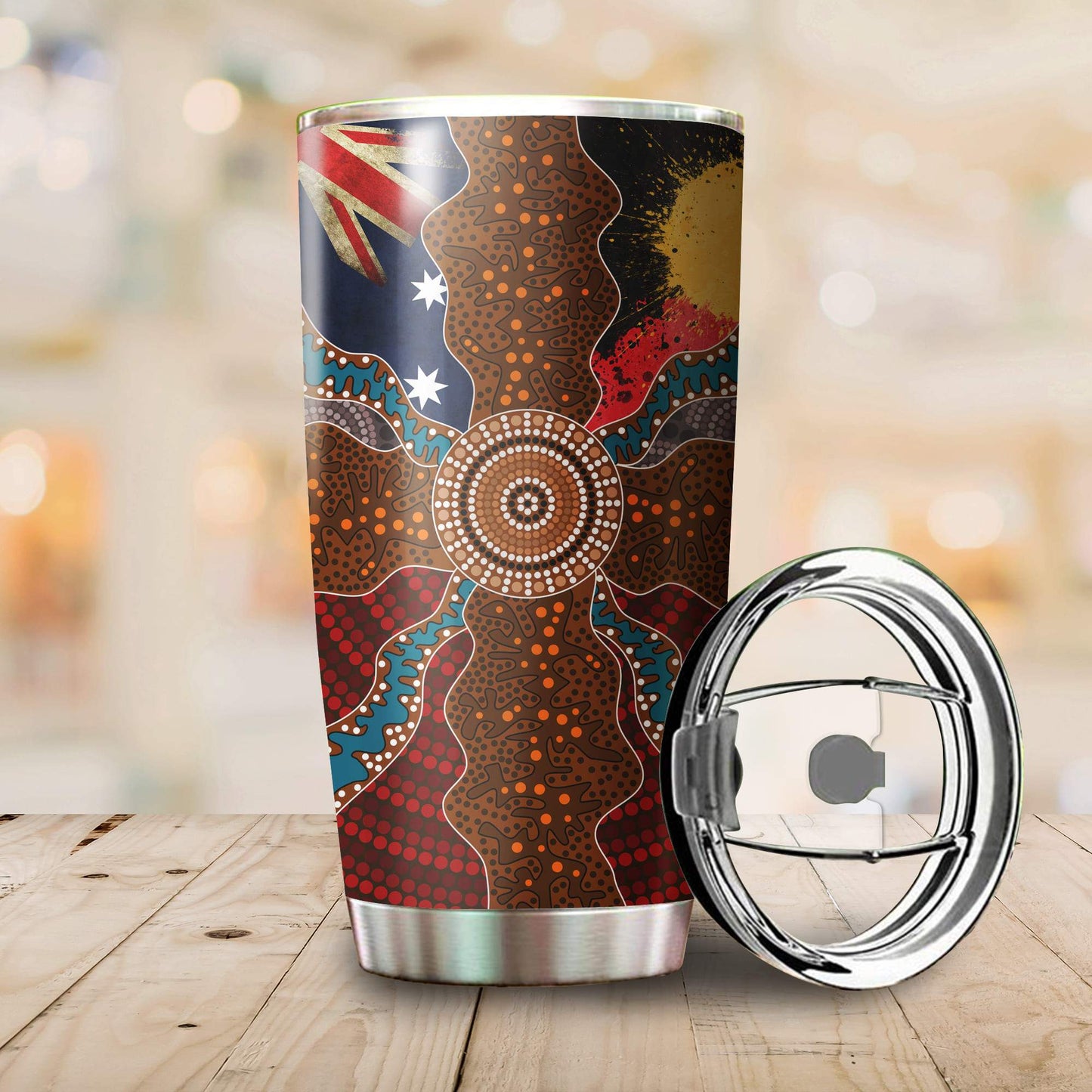 Aboriginal Decors Australian Gifts Concentric Lines Stainless Steel Tumbler 20Oz