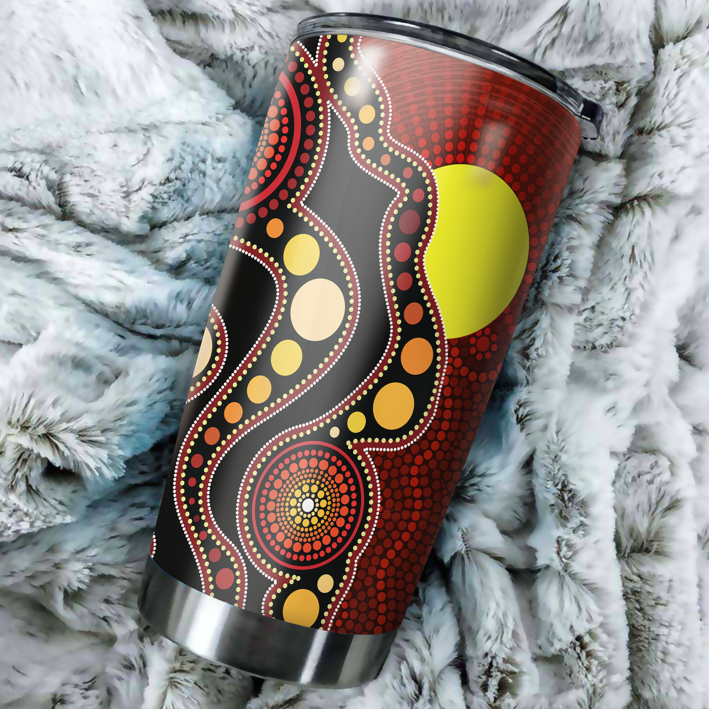 Aboriginal Decors Australian Gifts Flag Circle Dot Stainless Steel Tumbler 20Oz