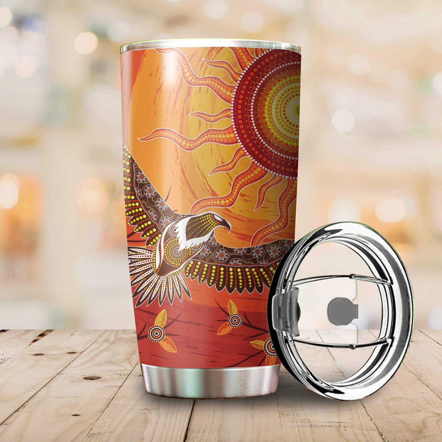 Aboriginal Decors Australian Gifts Eagle Sunset Stainless Steel Tumbler 20Oz
