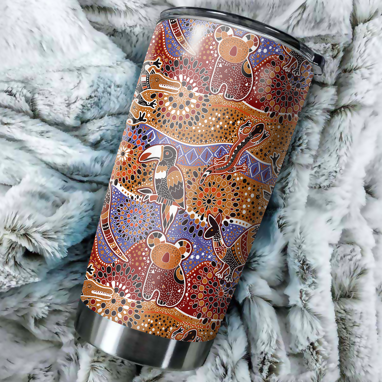 Aboriginal Decors Australian Gifts  Indigenous Animals Stainless Steel Tumbler 20Oz