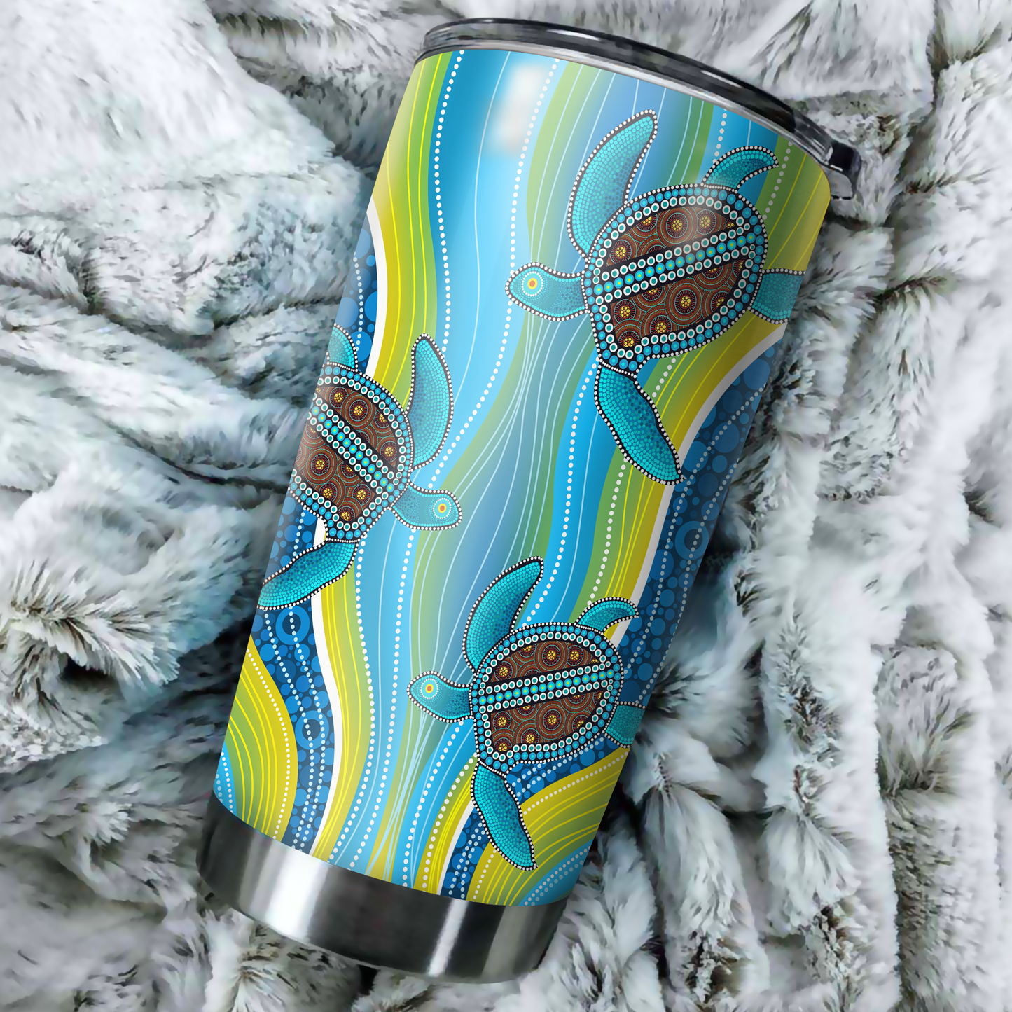 Aboriginal Decors Australian Gifts Blue Turtles Stainless Steel Tumbler 20Oz