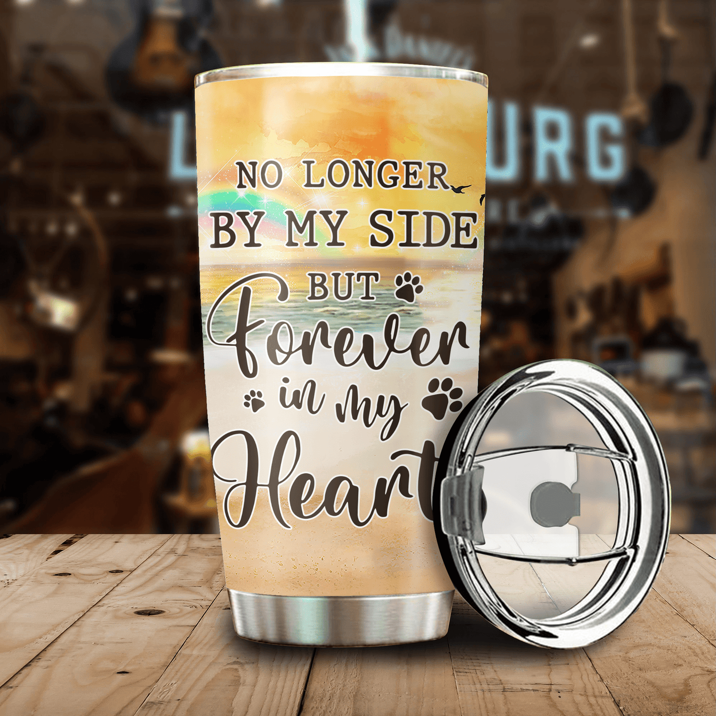 Those We Love Don't Go Away They Walk Beside Us Every Day, Gift For Dog Dad, Customized Stainless Steel Tumbler For Dog Lovers, Memorial Gifts