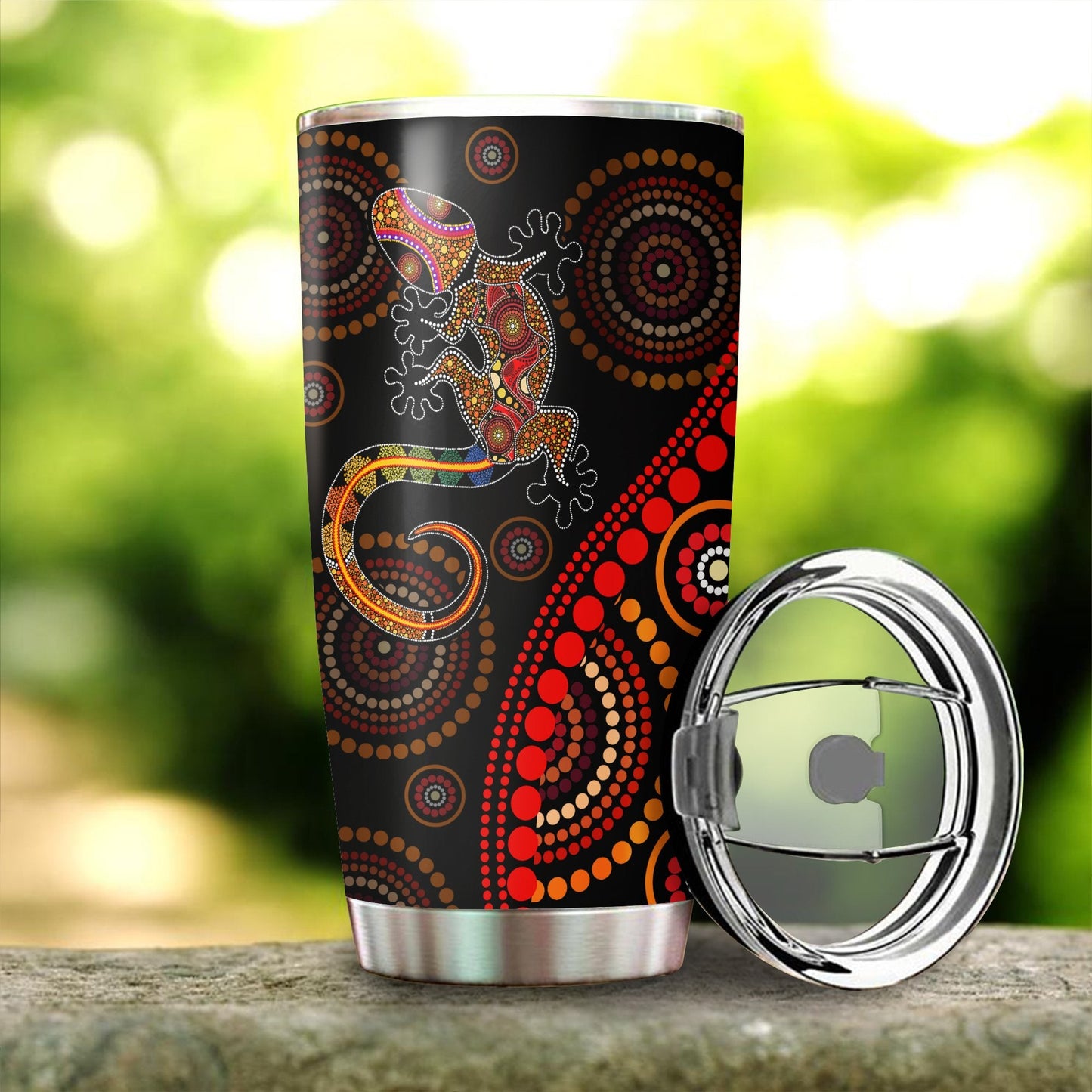 Aboriginal Decors Australian Gifts Lizard sun style Stainless Steel Tumbler 20Oz