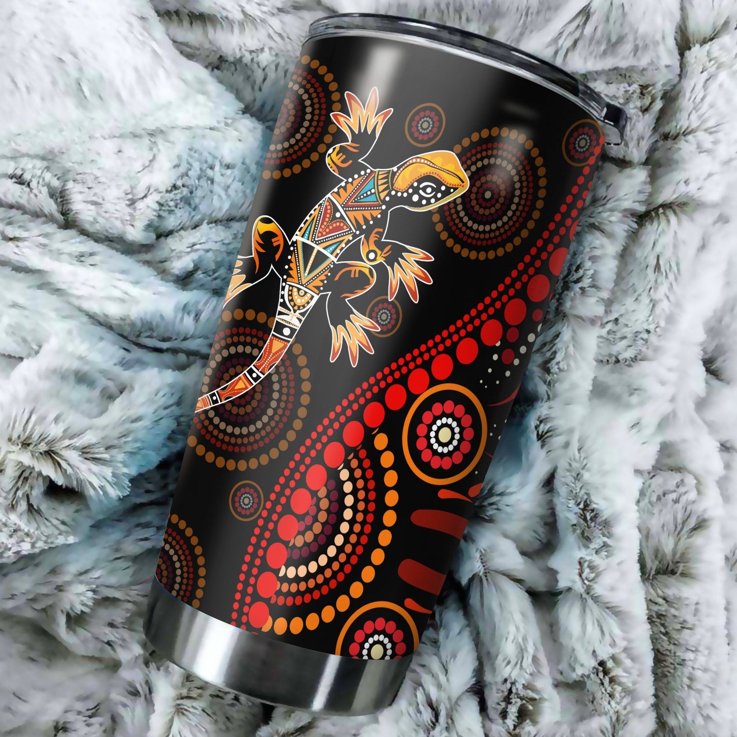 Aboriginal Decors Australian Gifts Lizard sun style Stainless Steel Tumbler 20Oz