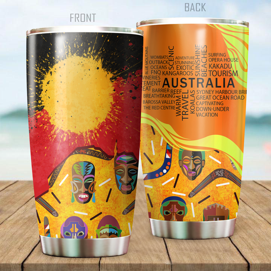 Tmarc Tee Aboriginal Decors Australian Gifts Indigenous Boomerang Stainless Steel Tumbler 20Oz