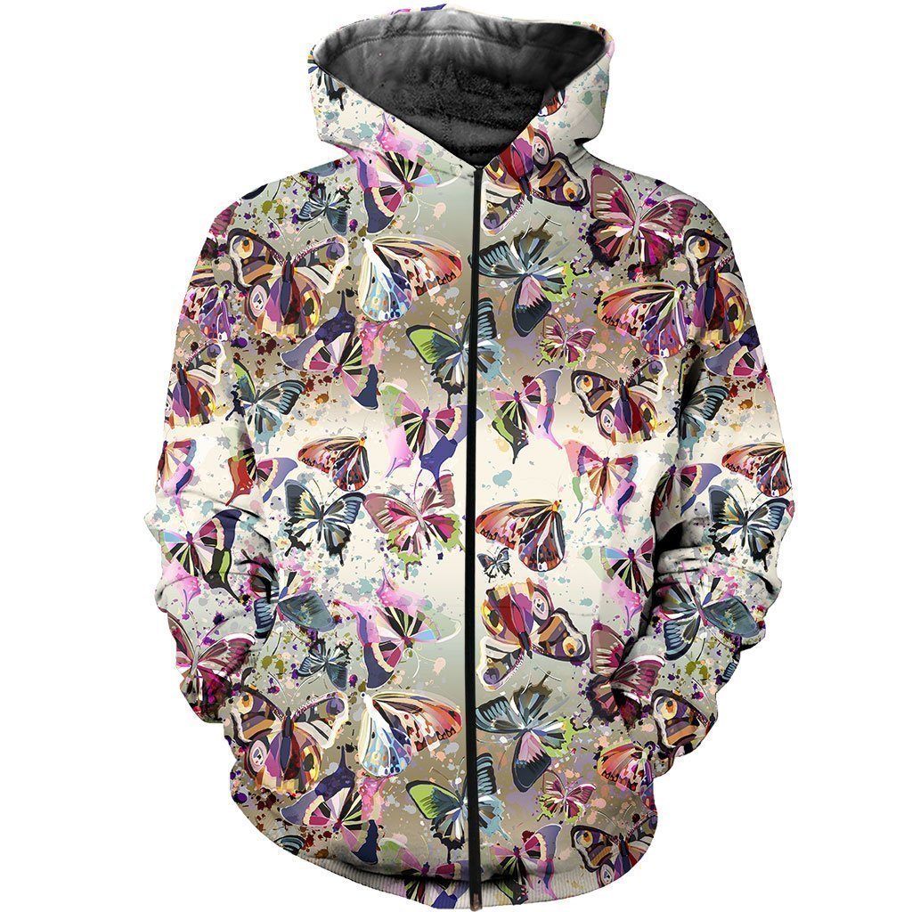 3D All Over Printed Packed Butterflies Shirts and Shorts-Apparel-6teenth World-ZIPPED HOODIE-S-Vibe Cosy™