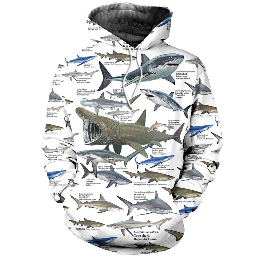 3D All Over Printed Shark Types Shirts - Amaze Style™-Apparel