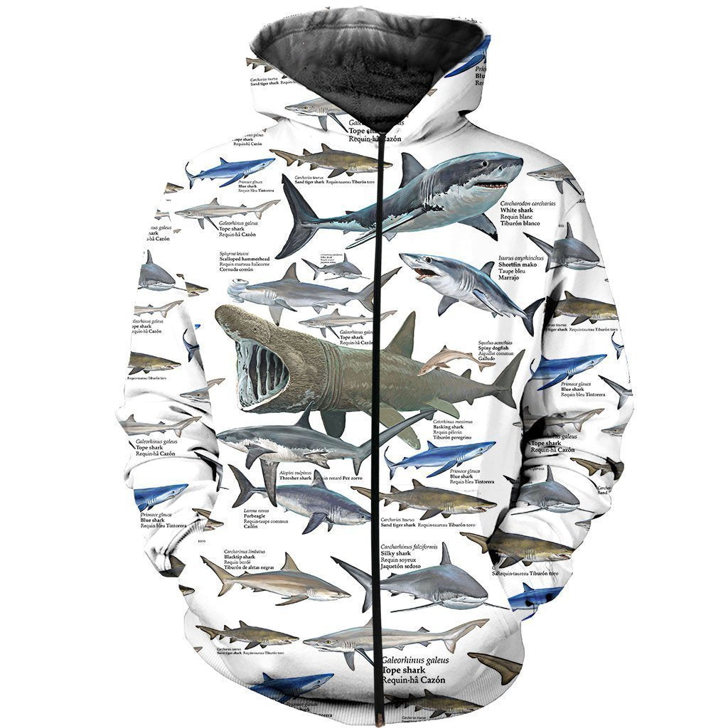 3D All Over Printed Shark Types Shirts - Amaze Style™-Apparel