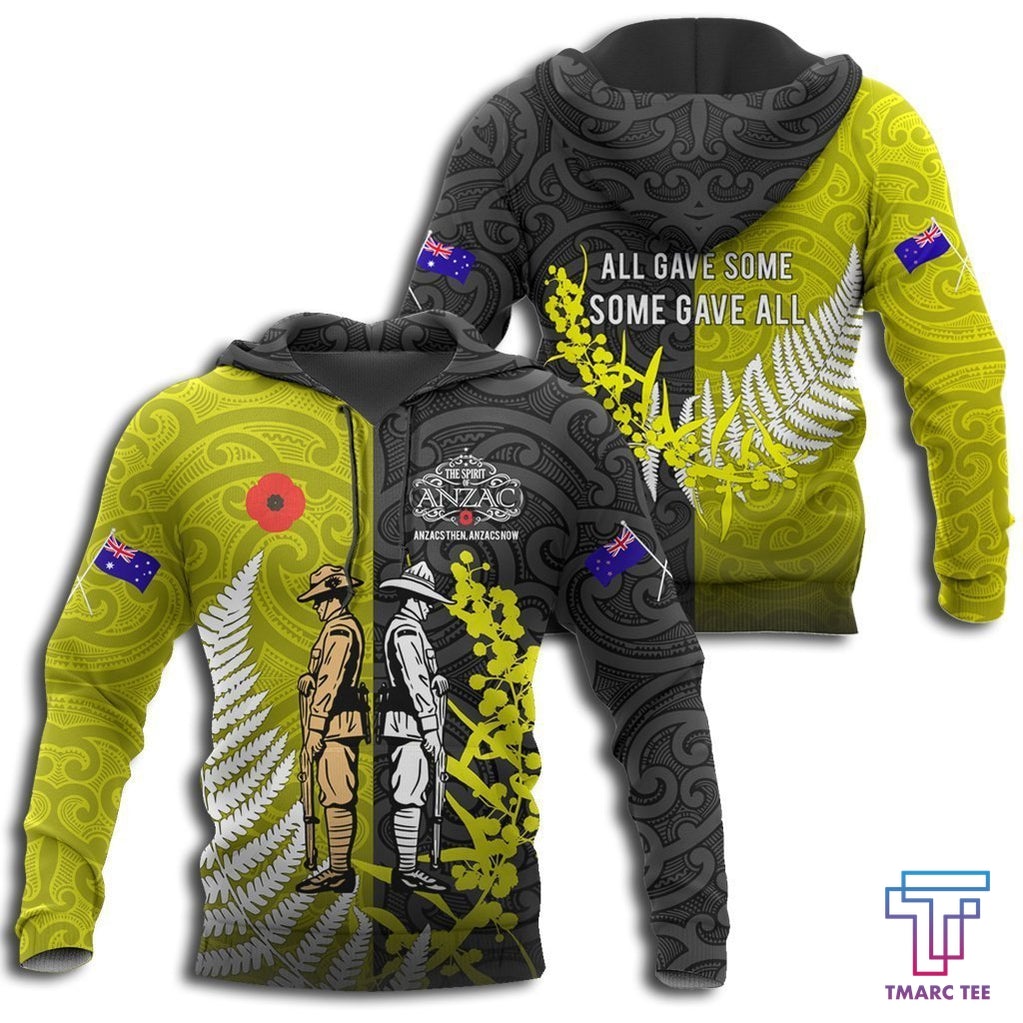 Remembrance day lest we forget Australia and Kiwi Soldier wattle silver fern TR030404 - Amaze Style™-Apparel