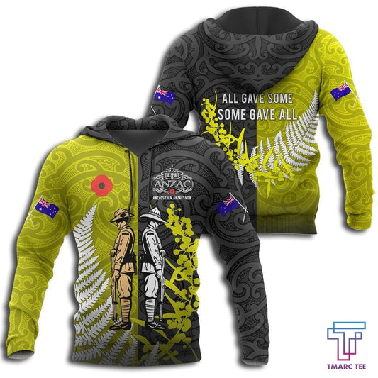 Remembrance day lest we forget Australia and Kiwi Soldier wattle silver fern TR030404 - Amaze Style™-Apparel