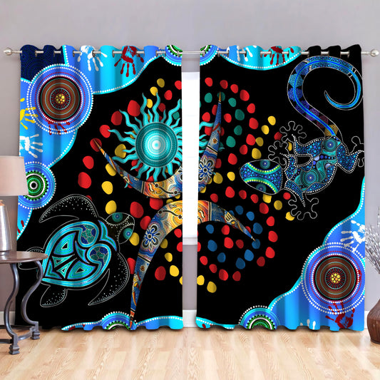 Aboriginal Naidoc Week 2021 Blue Turtle Lizard 3D print Curtain