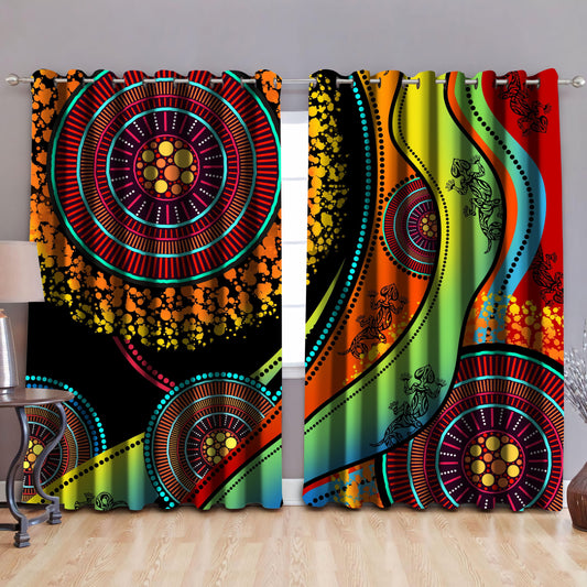 Aboriginal Australia Indigenous Lizard Painting Thermal Grommet Window Curtains