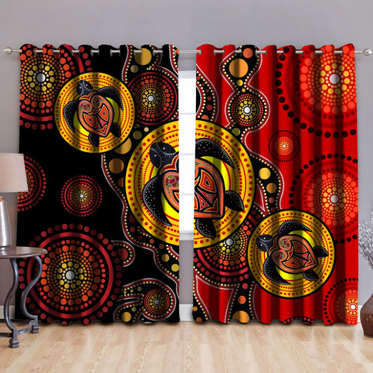 Aboriginal Indigenous Turtles Painting Art Thermal Grommet Window Curtains