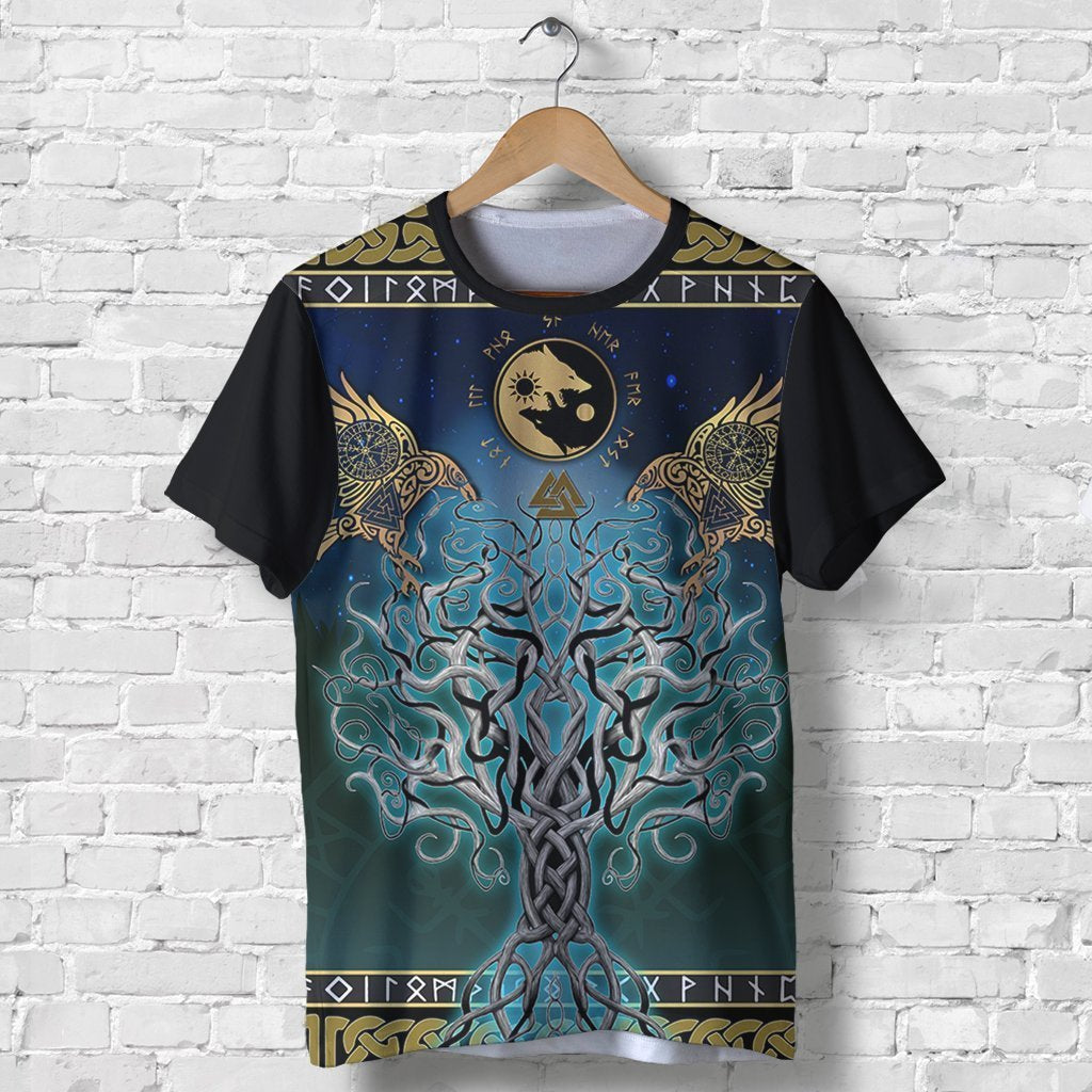 Viking Tree Of Life Fenrir Skoll And Hati Raven Rune - Amaze Style™-Apparel