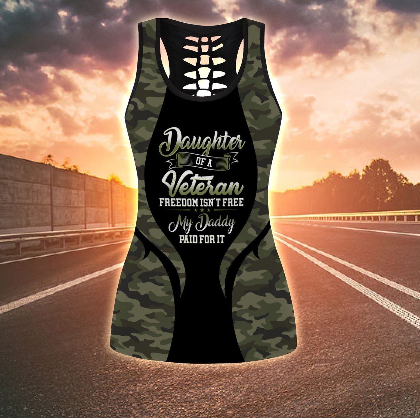 US Veteran Daughter Combo (Legging+Tank) for women Proud Military