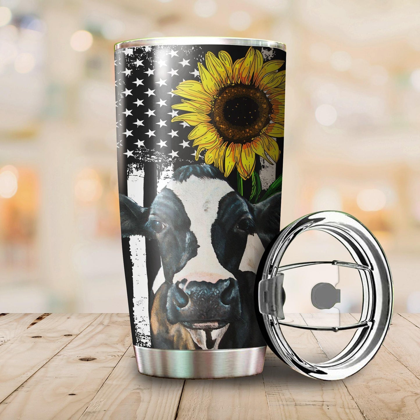 Beautiful Cow and Sunflower Tumbler Premium MEI09192001