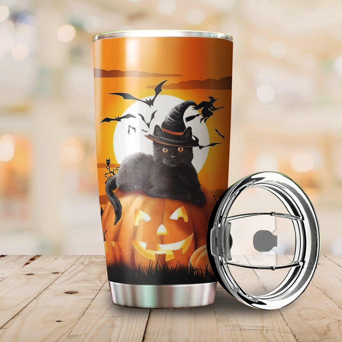 Halloween Black Cat on the Pumpkin Tumbler Premium AM082063-MEI