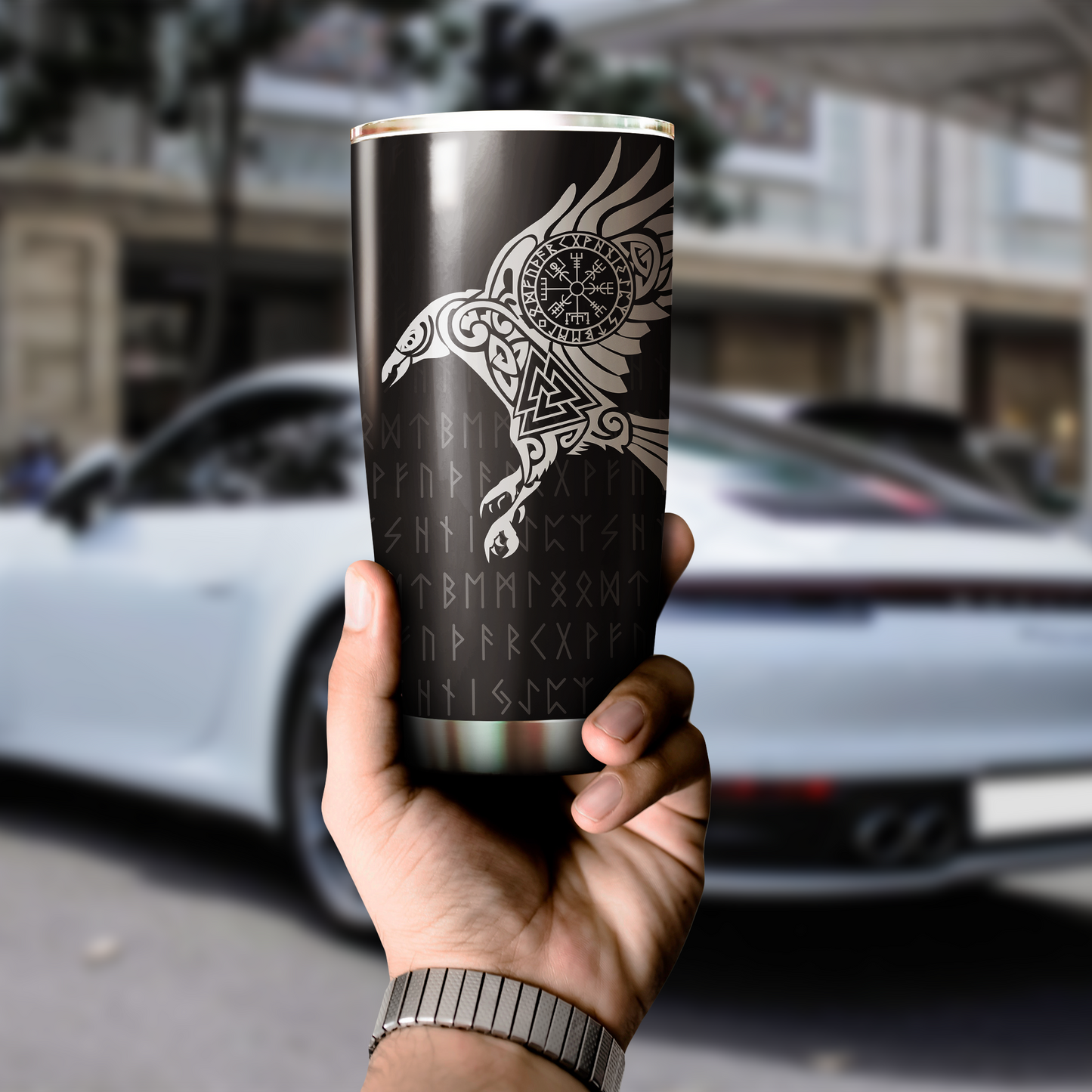 Vikings - The Raven of Odin Tattoo Tumbler - Amaze Style™-