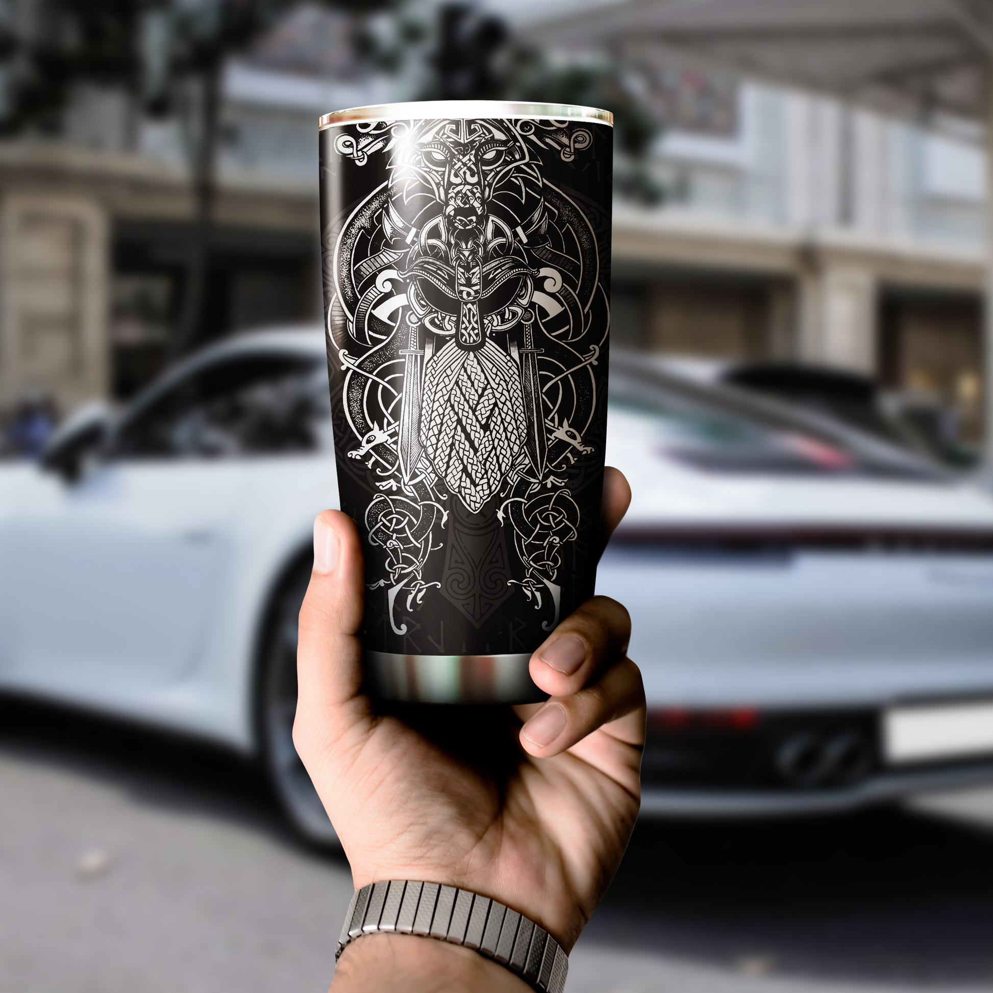 Vikings - Odin Tatoo Style Tumbler - Amaze Style™-
