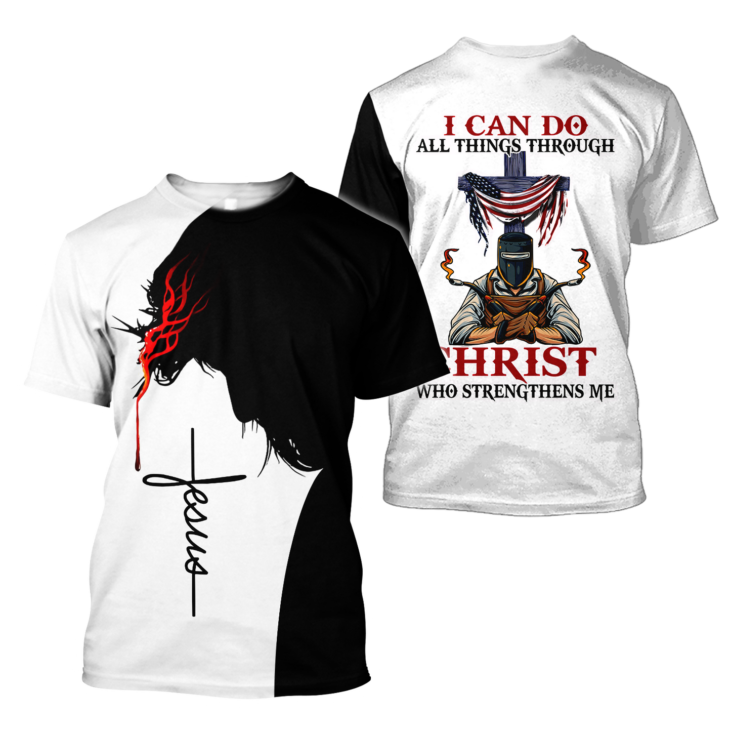 Unisex 3D All Over Printed Jesus Welder Shirts MEI