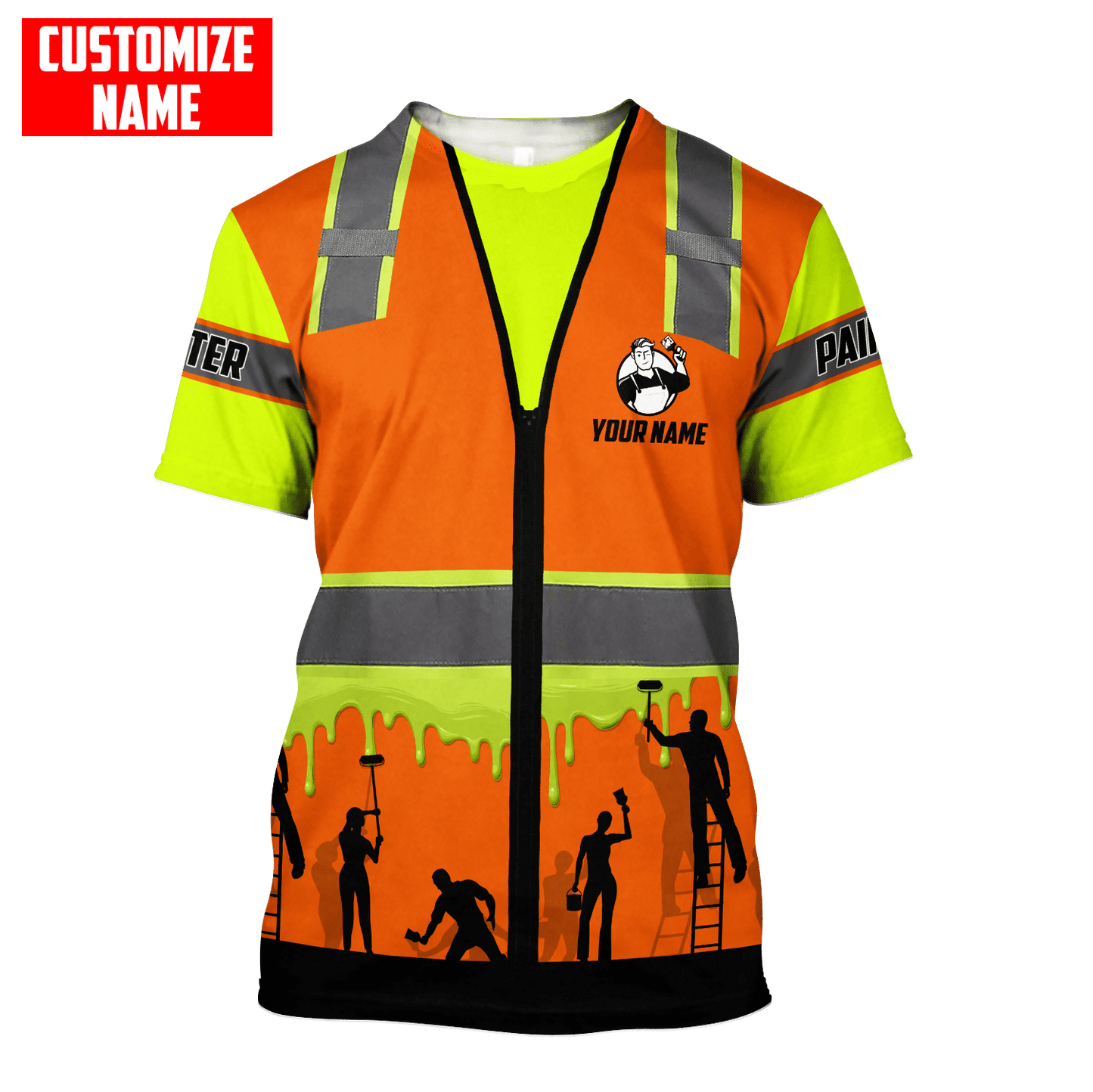 Tmarc Tee Personalized Name Painter 3D All Over Printed Unisex Shirts Safety