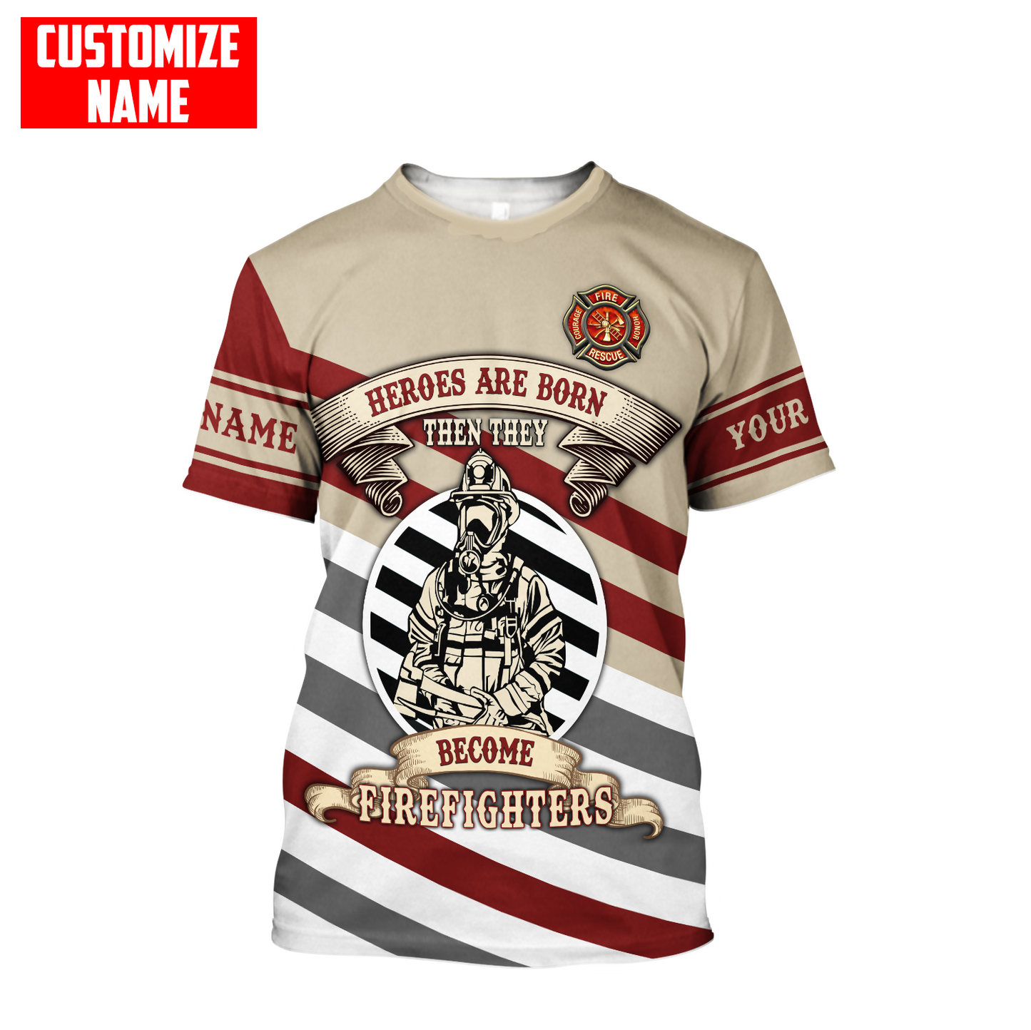 Customize Name Firefigher Combo T-Shirt And Board Short