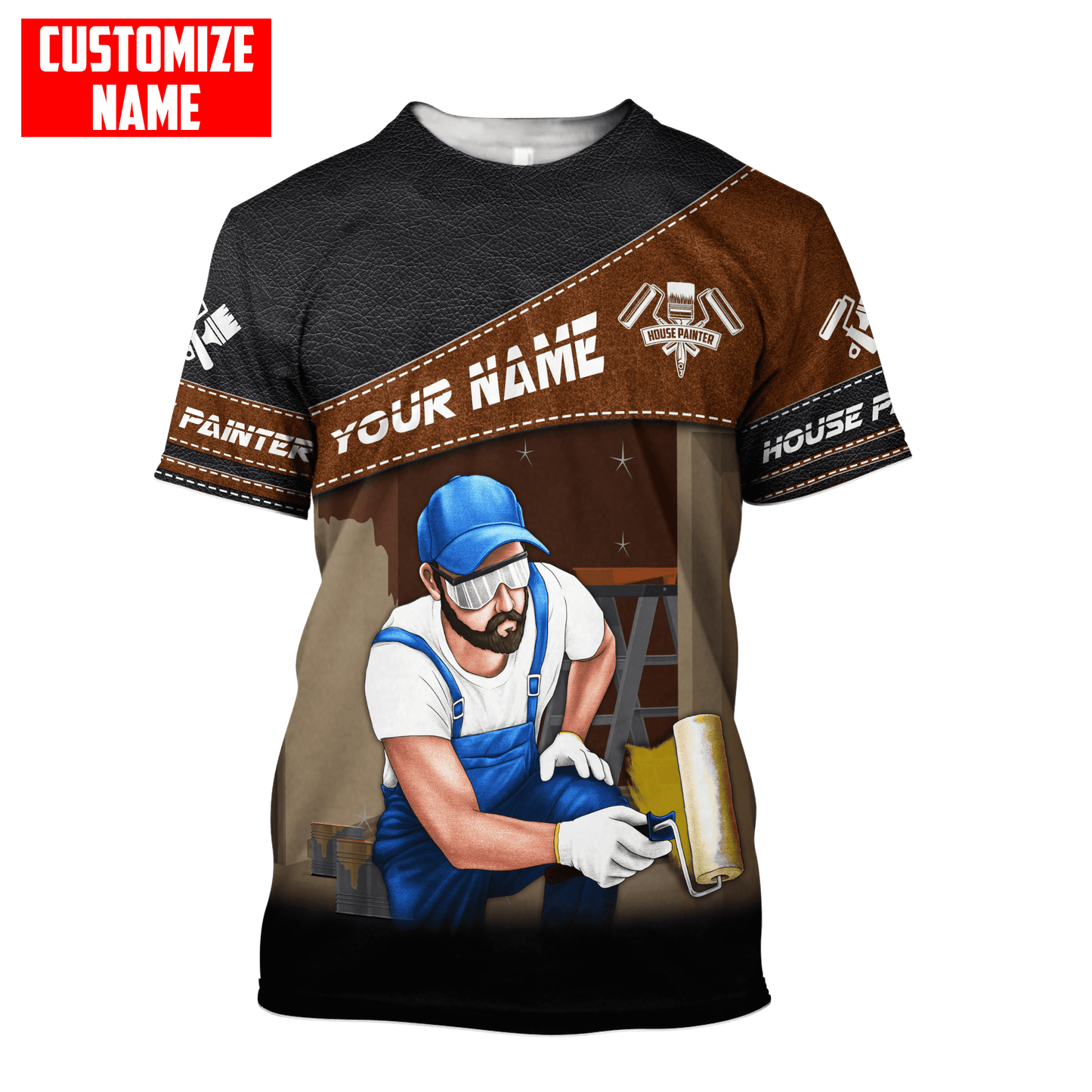 Tmarc Tee Personalized Name Painter 3D All Over Printed Unisex Shirts Leather Texture