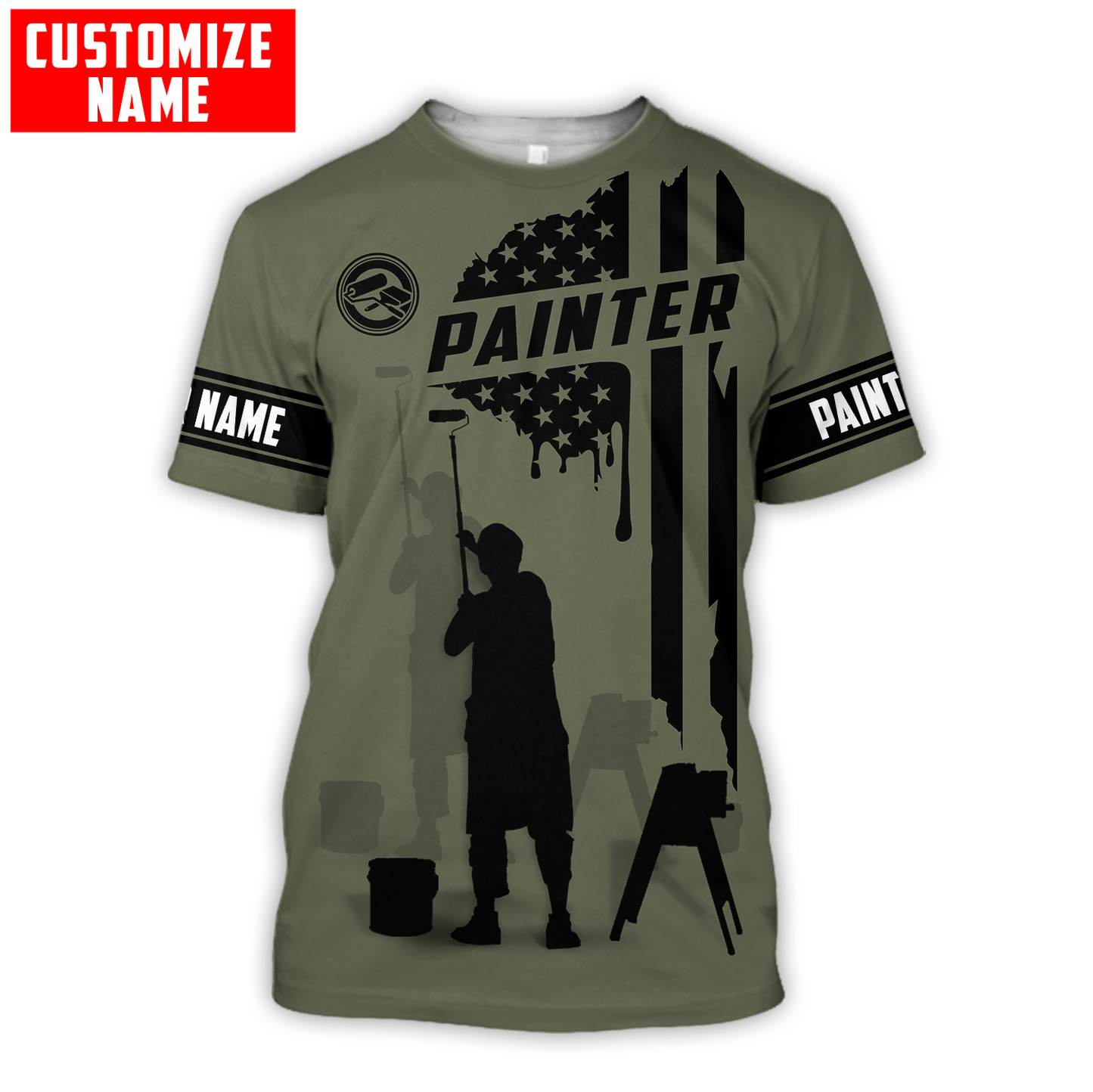 Tmarc Tee Personalized Name American Painter 3D All Over Printed Unisex Shirts Green