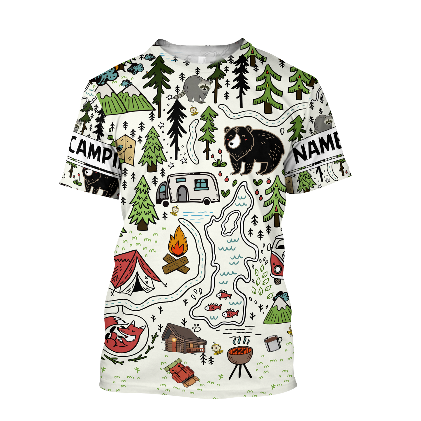 Camping 3D All Over Printed Unisex Shirts Camp Maps