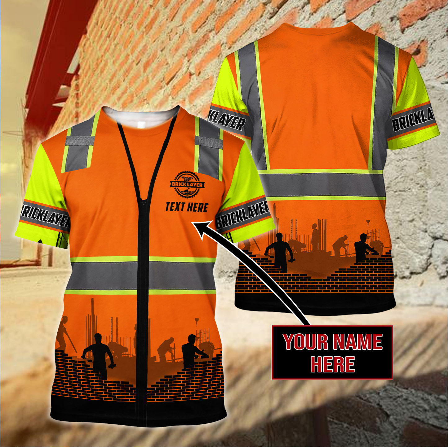 Bricklayer Safety Custom Name 3D All Over Printed Shirts