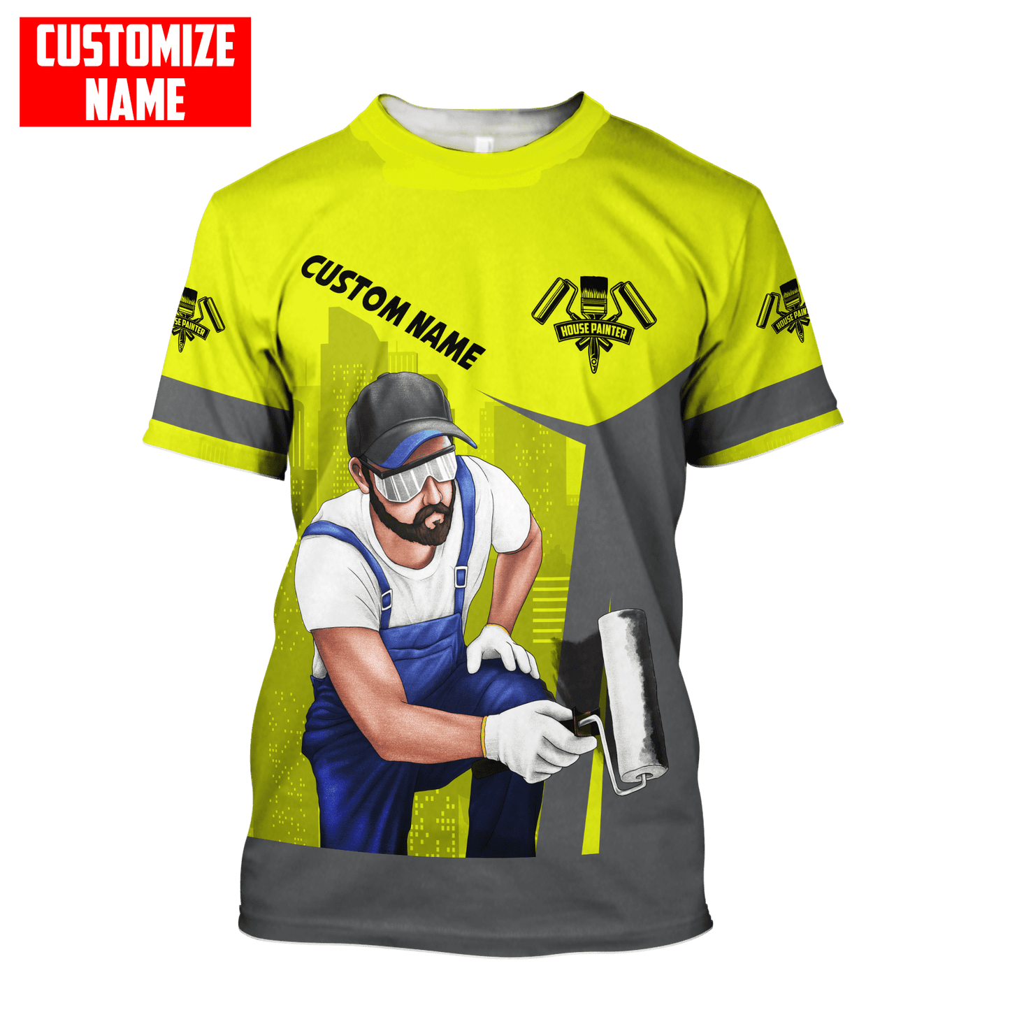 Tmarc Tee Personalized Name Painter 3D All Over Printed Unisex Shirts Yellow Neon