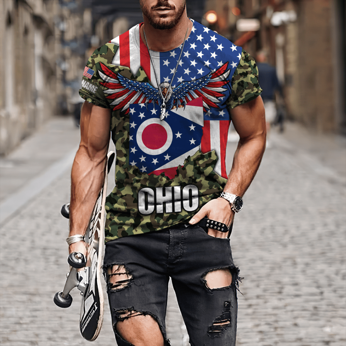 American Ohio Personalize 3D Over Printed Unisex Deluxe Hoodie ML